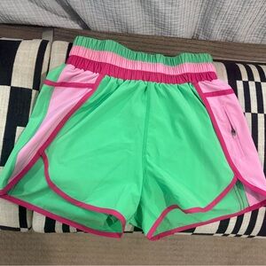Beach Riot Green and Pink Athletic Shorts
